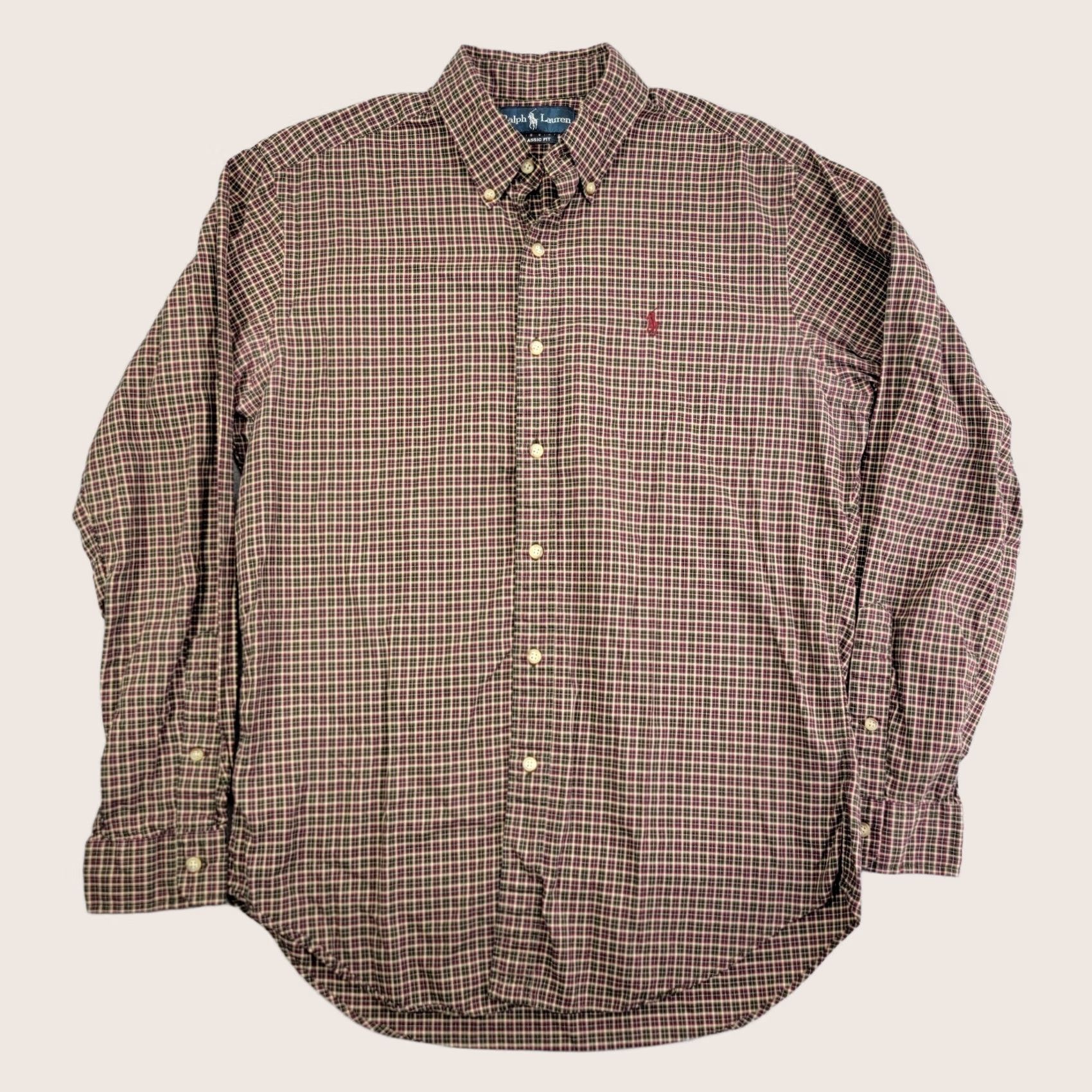 Ralph Lauren Ralph Lauren Men’s Medium Classic Fit Red Plaid Long Sleeve Button Down casual Shirt Size US M / EU 48-50 / 2 - 1 Thumbnail