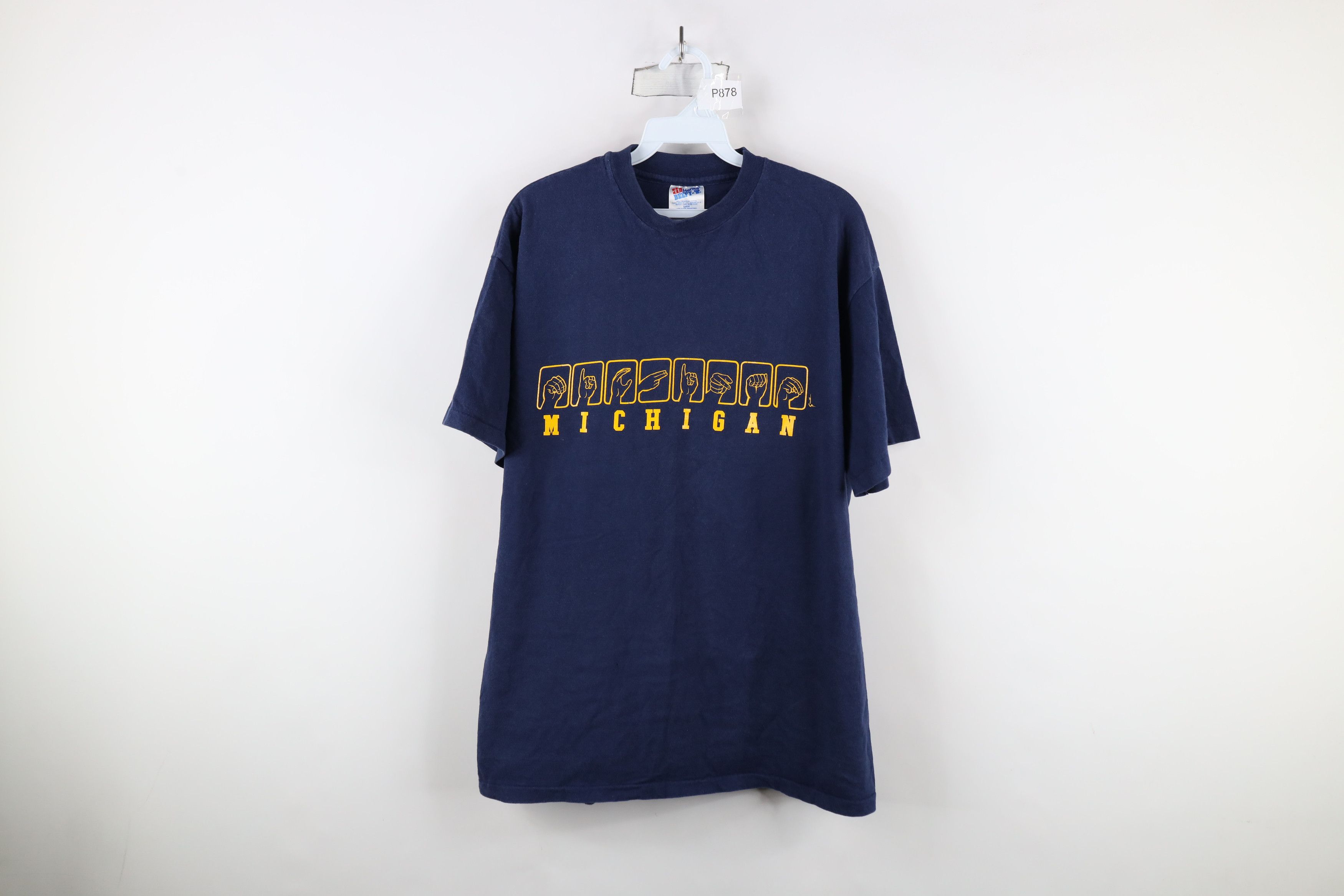 Vintage Vintage 90s Out Sign Language University of Michigan T-Shirt Size US L / EU 52-54 / 3 - 1 Thumbnail