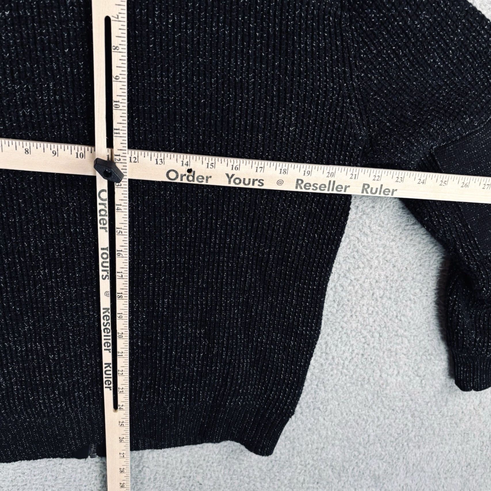 Vintage 32 Bar Blues Sweater Jacket Mens M Full Zip Long Sleeve Pocket Distressed Black Cardigan Heavyweight Knit Regular Size US M / EU 48-50 / 2 - 6 Thumbnail