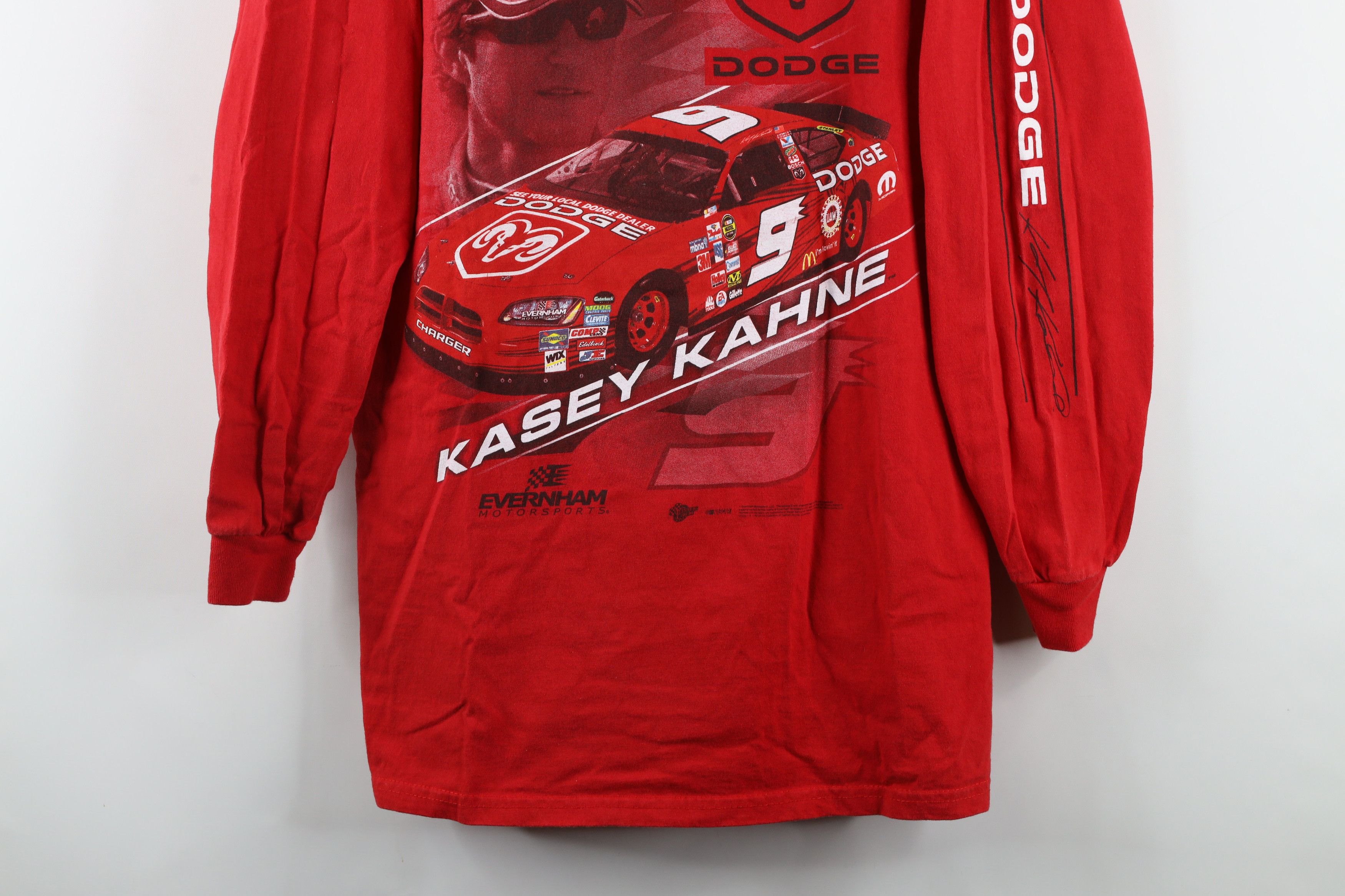 Vintage Vintage NASCAR Kahne Racing Long Sleeve T-Shirt Red Cotton Size US L / EU 52-54 / 3 - 3 Thumbnail