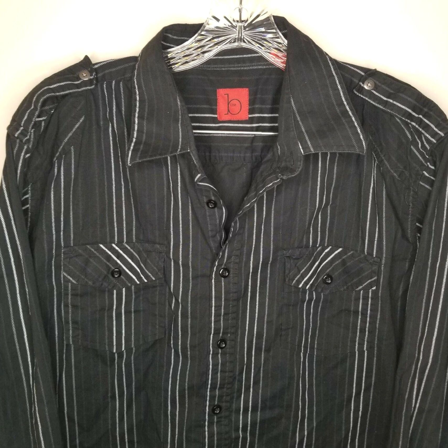 Vintage B Line Mens Black Long Sleeve Button-Up XL Size US XL / EU 56 / 4 - 2 Thumbnail