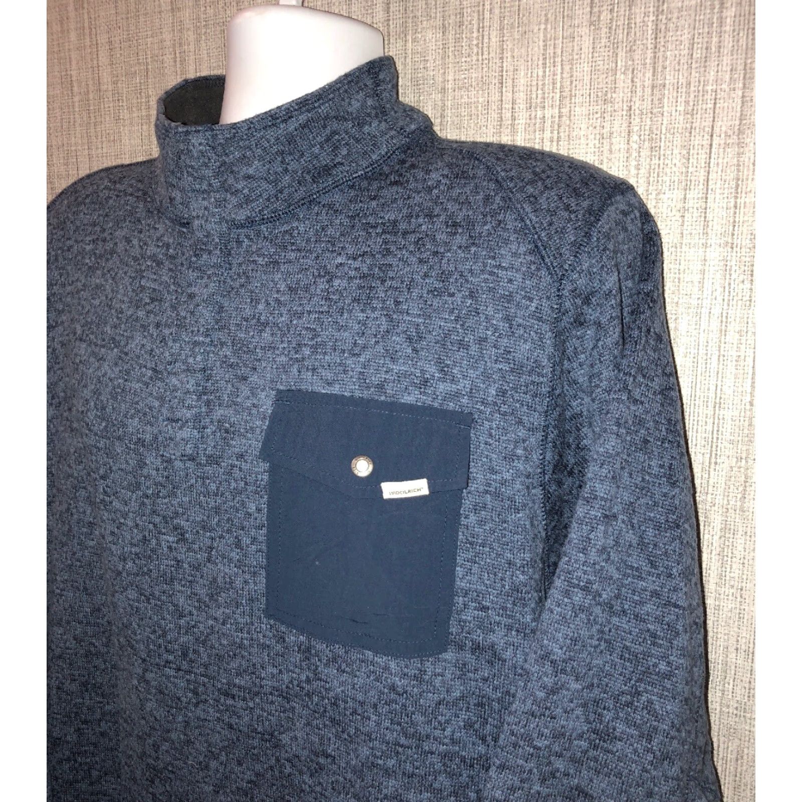 Vintage Woolrich Woolrich Mens Blue 1/2 Snap Button Polyester Sweater Size L Size US L / EU 52-54 / 3 - 2 Thumbnail