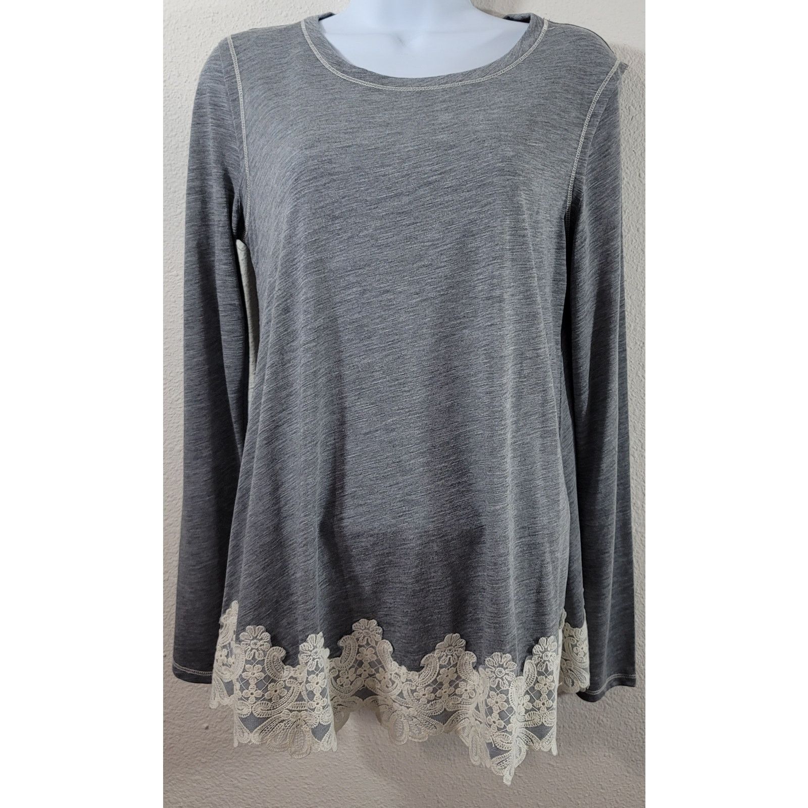 Other Rewind Gray Heathered Exposed Stitching Slub Knit Top Large Size L / US 10 / IT 46 - 1 Thumbnail