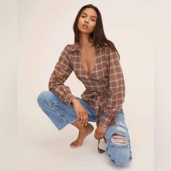 Marissa Webb NWT INTERMIX X MARISSA WEBB wrap plaid top XS Size XS / US 0-2 / IT 36-38 - 1 Thumbnail