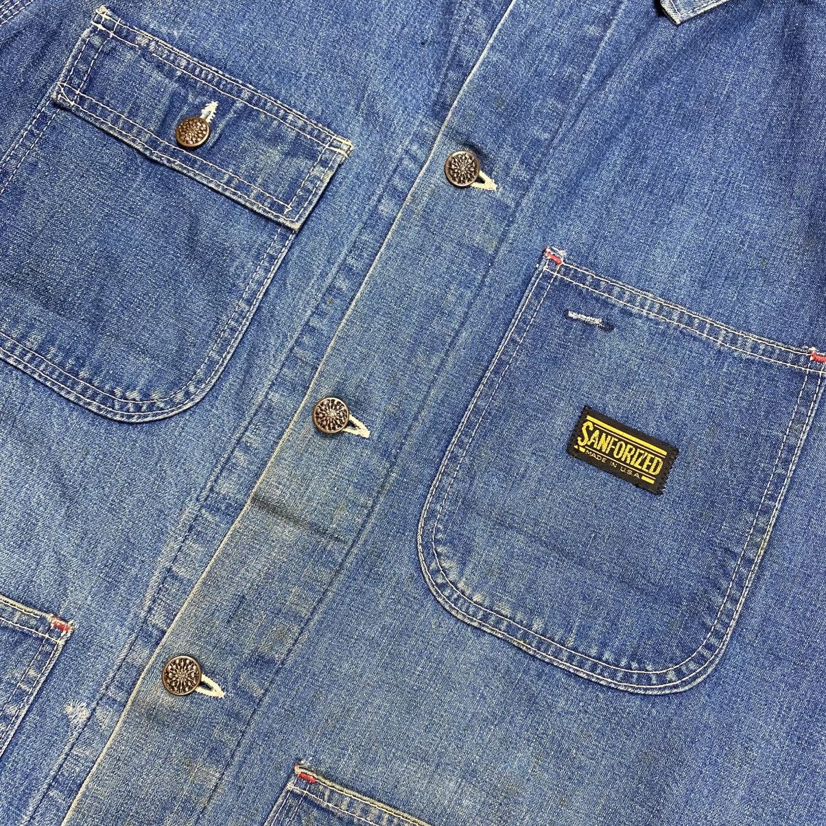 Vintage Vintage 70s American Sanforized Coverall Denim Chore Jacket Size US M / EU 48-50 / 2 - 9 Thumbnail
