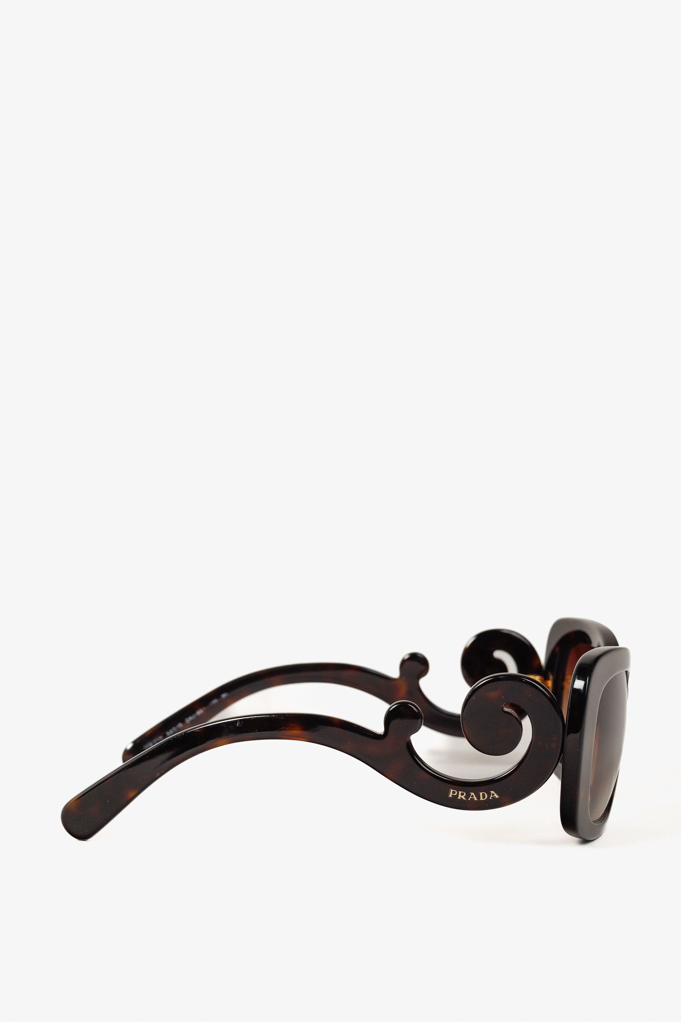 Prada Prada SPR27O Tortoiseshell Baroque Oversized Sunglasses Size ONE SIZE - 3 Thumbnail