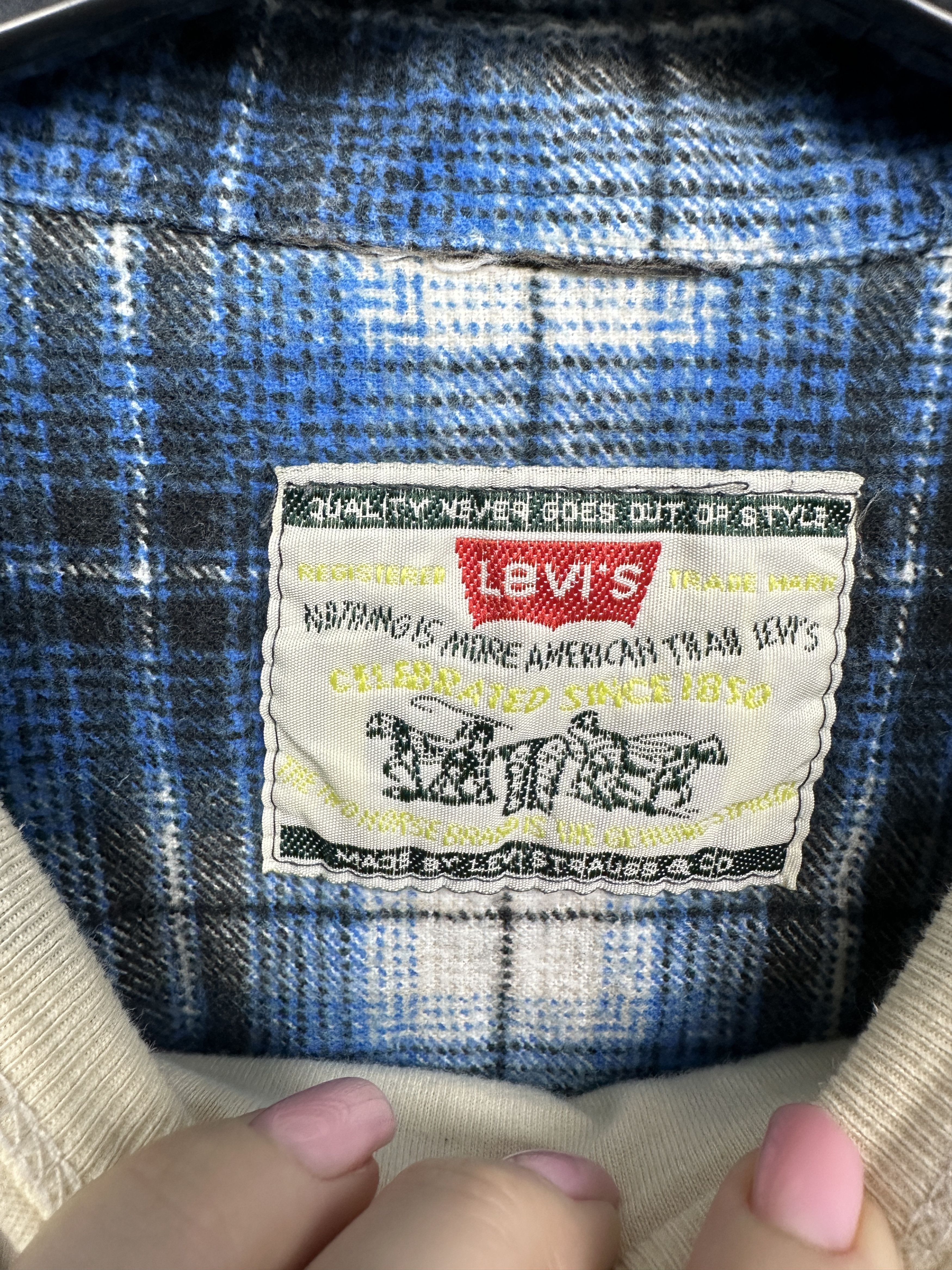 Levi's Levi's 90s Vintage Mens Flannel Plaid Shirt Size US M / EU 48-50 / 2 - 4 Thumbnail