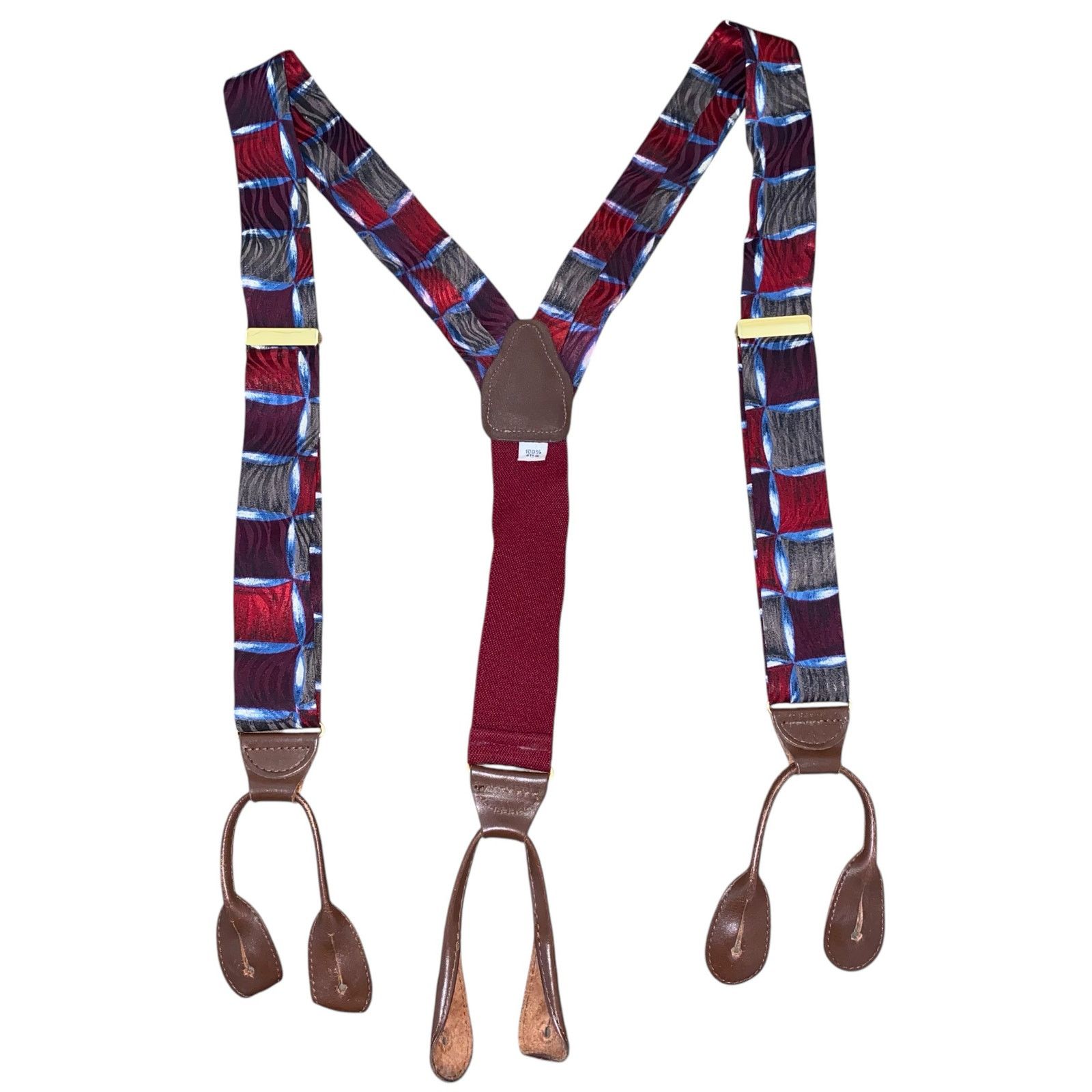 Vintage Vintage Y-Shaped Silk Abstract Print Adjustable Suspenders Size ONE SIZE - 1 Thumbnail
