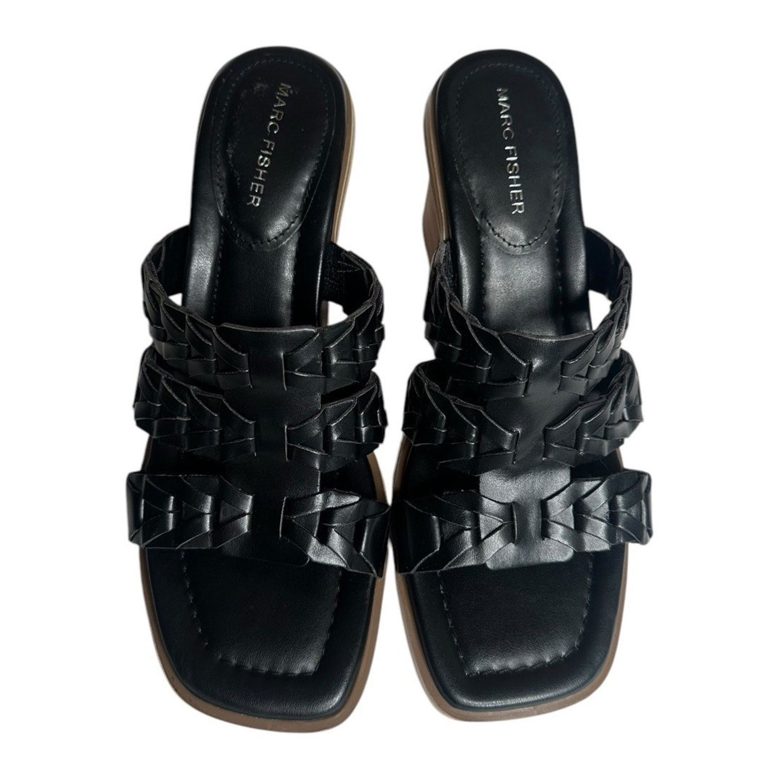 Marc Fisher Marc Fisher Melita Black Chunky Block Heel Slide Sandals 8 Size US 8 / IT 38 - 5 Thumbnail