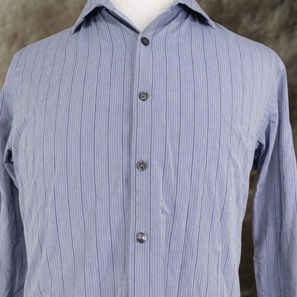 Kenneth Cole Kenneth Cole Reaction Dress Shirt Mens 15.5 32/33 Blue Striped Slim Fit Shirt Modern Dress Shirt Mens Blue Striped Slim Fit Size 42R - 1 Thumbnail