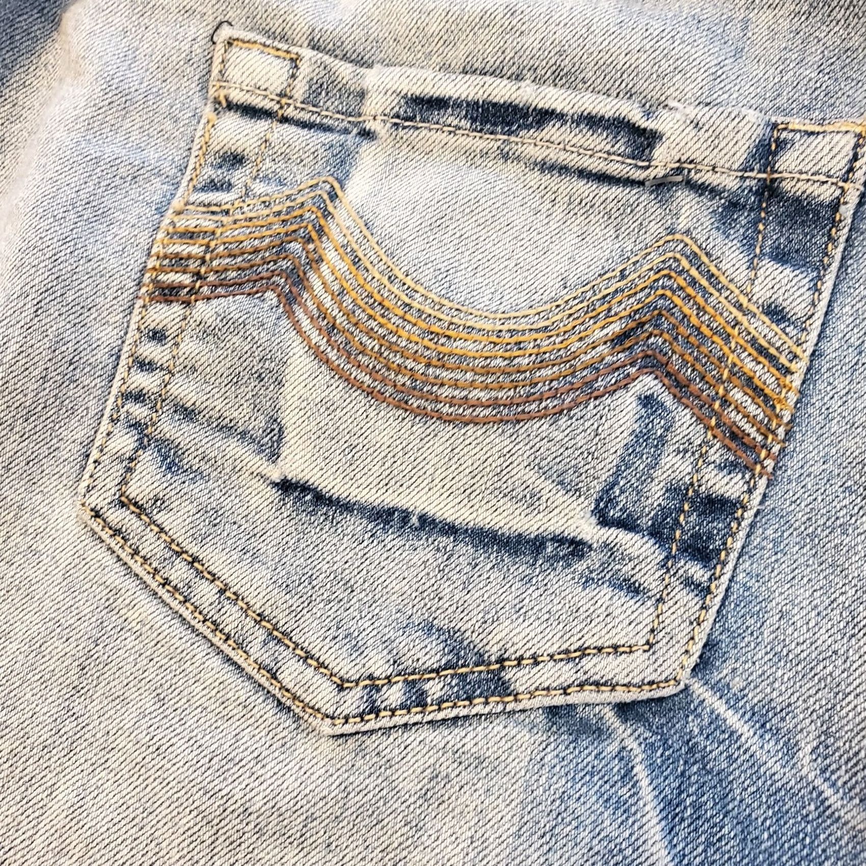 Mossimo VINTAGE Mossimo Denim Knee Length Skirt Button Zipper Pockets A-Line Solid Blue Womens 90s Hippie Western B OA Size 32" / US 10 / IT 46 - 6 Thumbnail