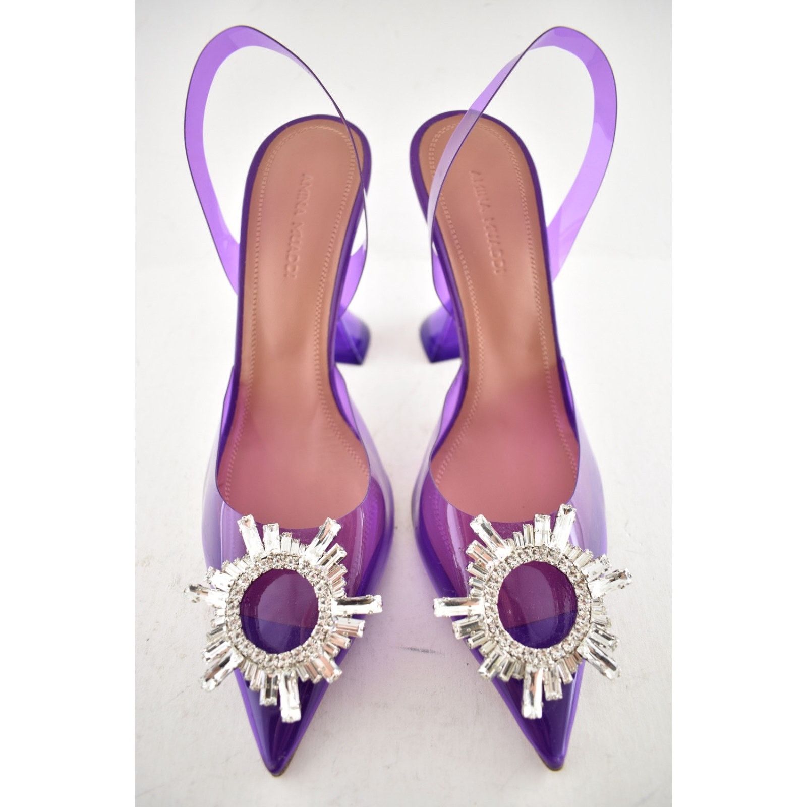 Amina Muaddi Amina Muaddi 95 Begum Glass PVC Purple Slingback Size US 8 / IT 38 - 10 Thumbnail