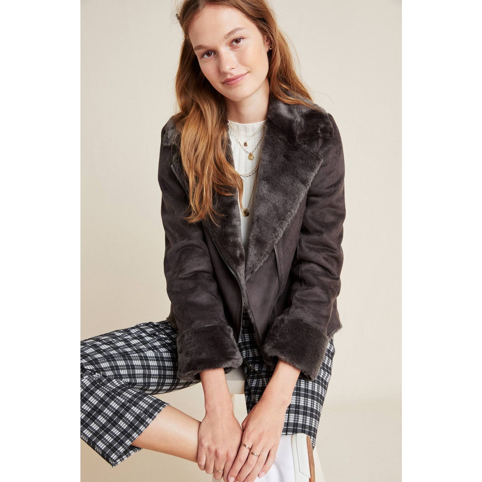 Anthropologie Anthropologie Evita Faux Fur Aviator Jacket $240 Size 6 Gray Size M / US 6-8 / IT 42-44 - 2 Thumbnail