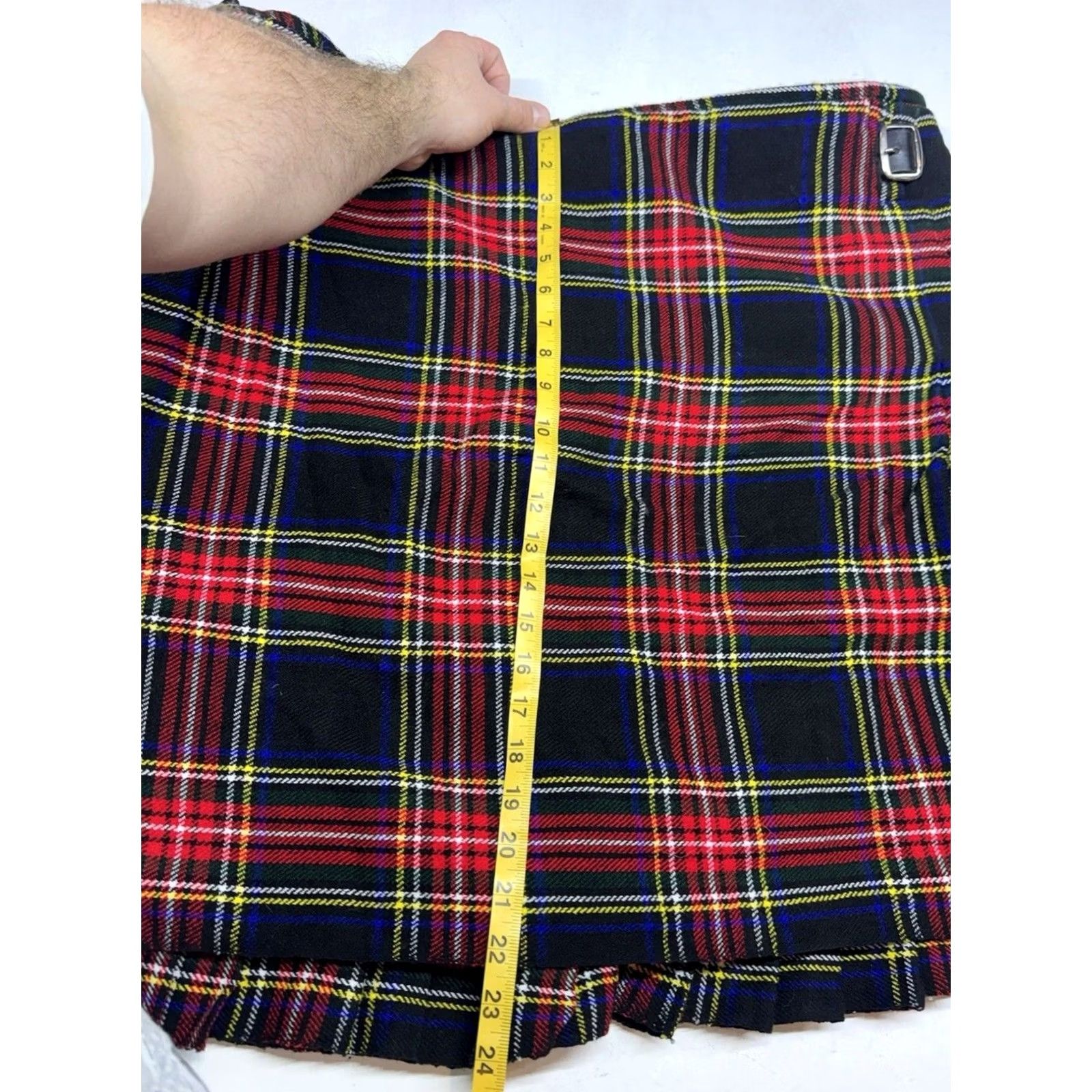 Vintage VINTAGE? Scotish Design Tartan Kilt Plaid Check Pattern Red Black Mens 46 Buckle Strap Size 46 - 3 Thumbnail