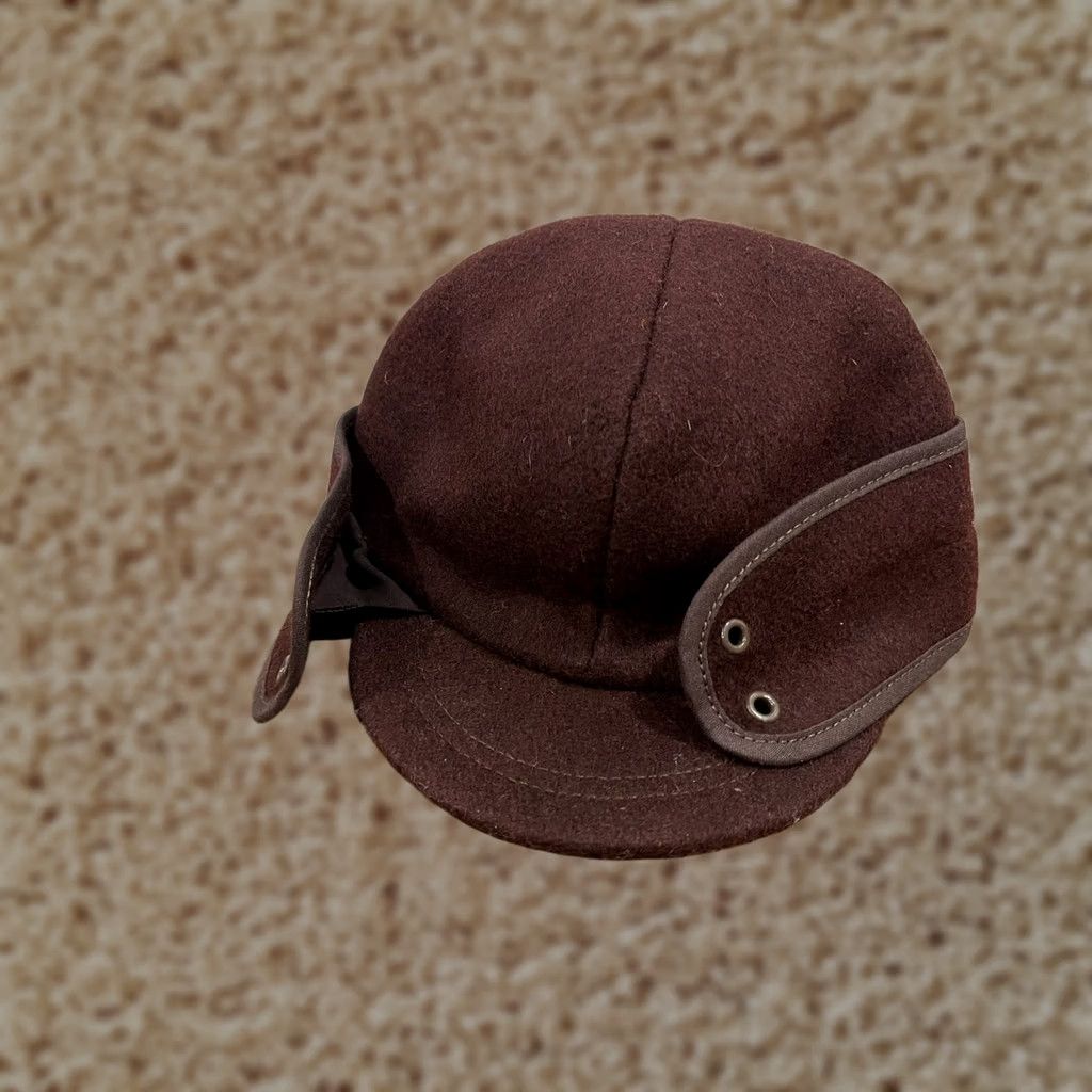 Vintage VINTAGE Wool Woodsman Trapper Hat Cap Burgundy 6 5/8 Earflap Hunting Mens Size ONE SIZE - 1 Thumbnail