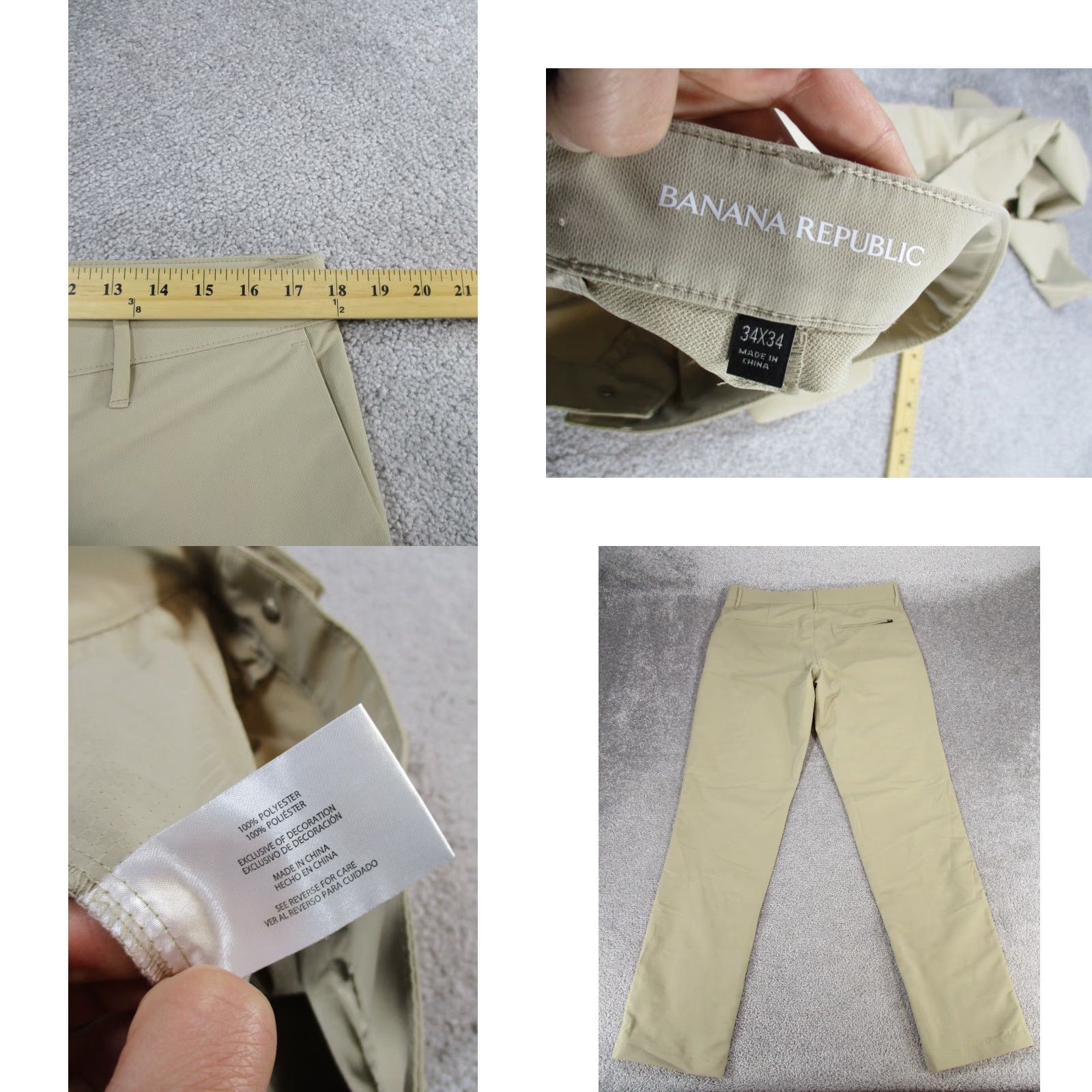 Banana Republic Banana Republic Pants Mens 34 Beige Lightweight 34X33 Polyester Tapered Size US 34 / EU 50 - 8 Thumbnail