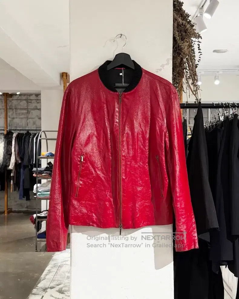 Jil Sander Jil Sander size 48 Red leather bomber jacket Size XS / US 0-2 / IT 36-38 - 1 Thumbnail
