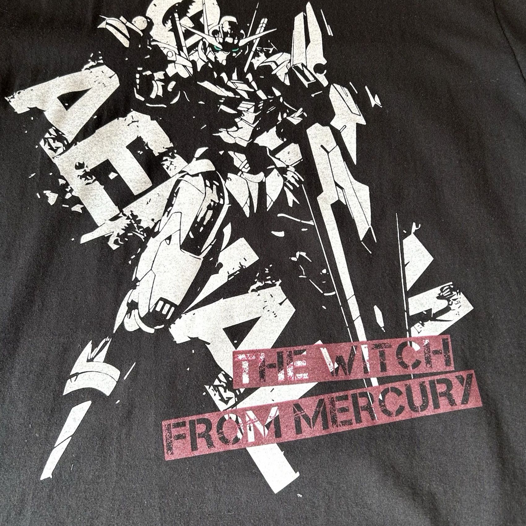 Vintage Mobile Suit Gundam Witch From Mercury Black Tee Short Sleeve Large Size US 33 - 4 Thumbnail