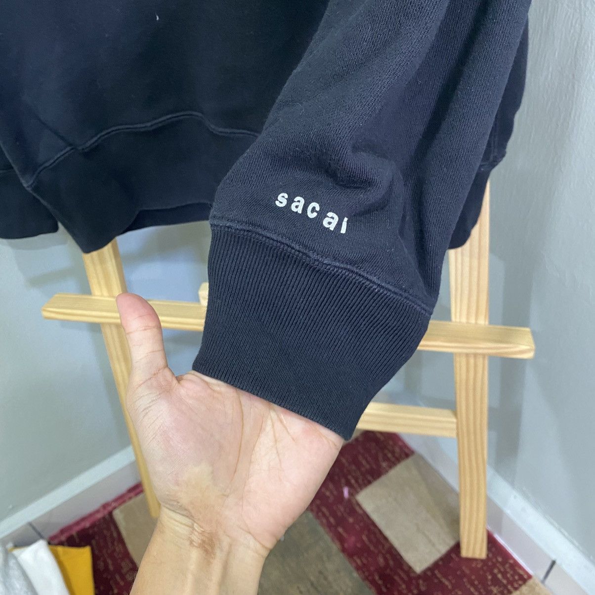 Kaws Sacai x KAWS FW21 Flock Print Logo Hoodie Black/Green Size US L / EU 52-54 / 3 - 6 Thumbnail