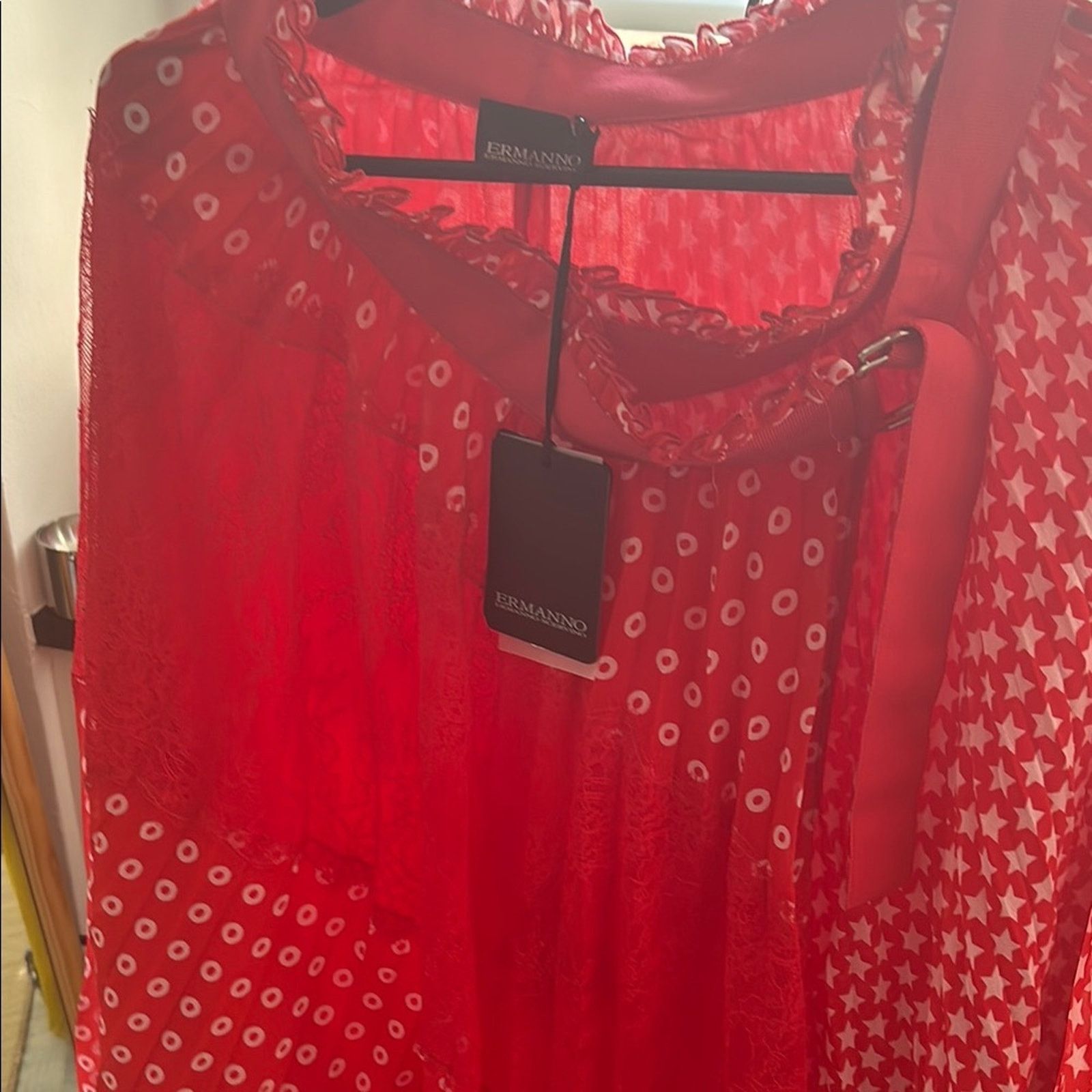 Ermanno Scervino NWT Ermanno Scervino Red and White Asymmetrical Wrap Skirt S Size 42" / US 20 - 10 Thumbnail