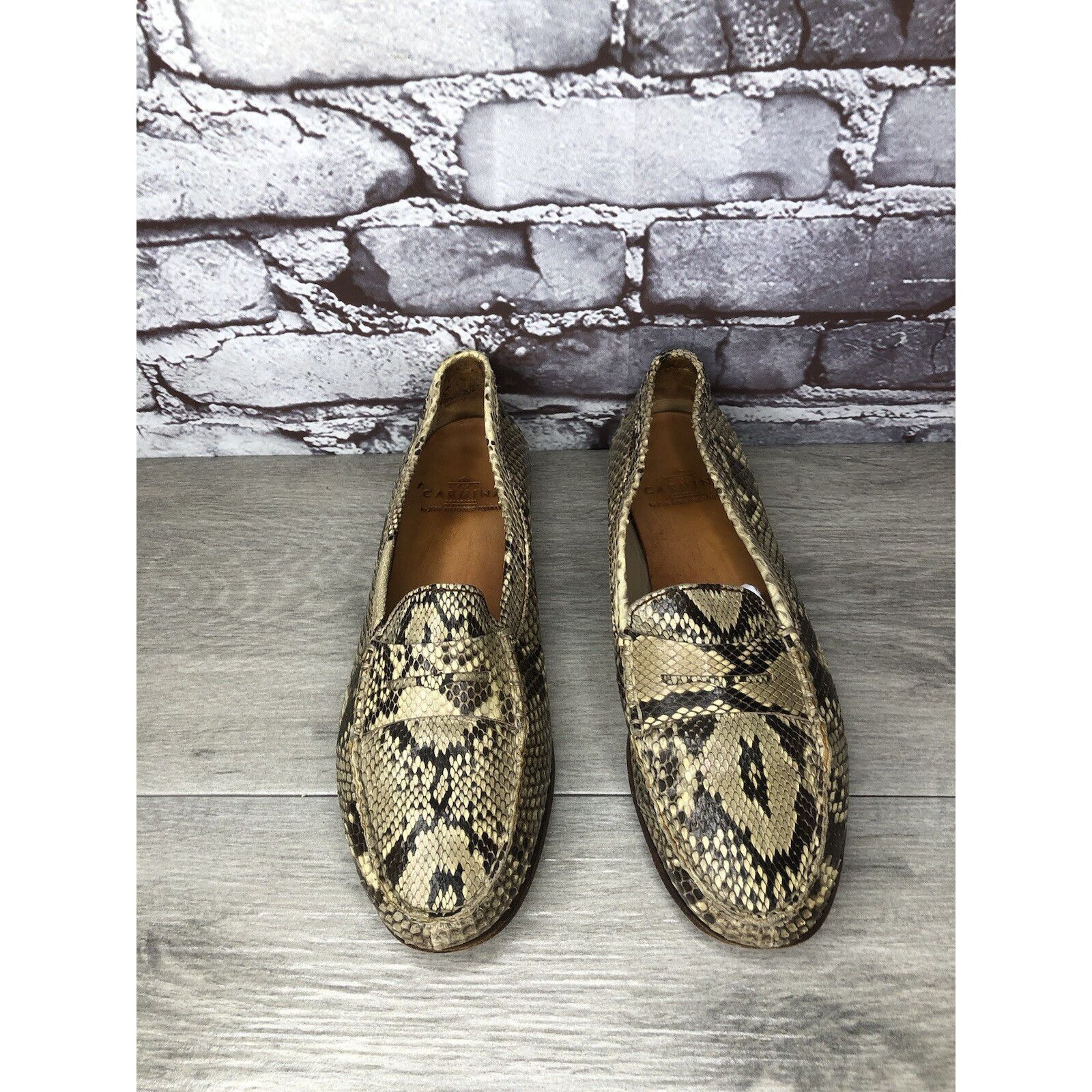 Carmina Carmina Cream Black Snakeskin Python Print Leather Women Sz Size US 6 / IT 36 - 6 Thumbnail