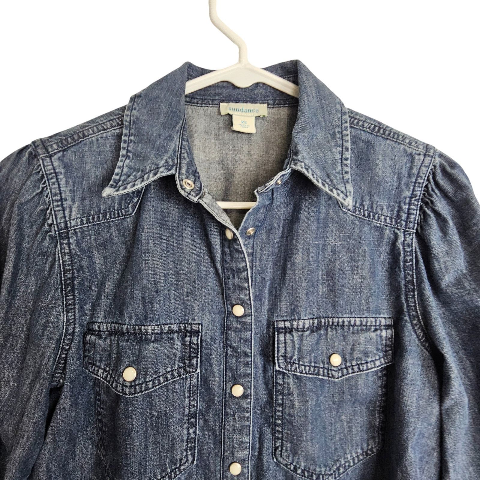 Sundry Sundance Womens Denim Western Shirt Pearl Snap Size XS Size XS / US 0-2 / IT 36-38 - 2 Thumbnail