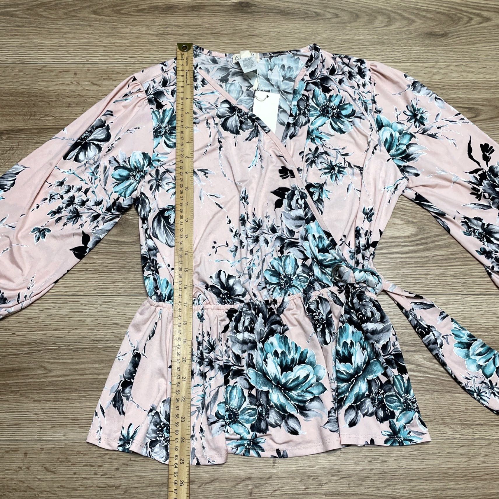 Vintage Emi & Joe Womens Blue Floral 3/4 Sleeve V-Neck Pullover Blouse Top Size Large Size L / US 10 / IT 46 - 4 Thumbnail