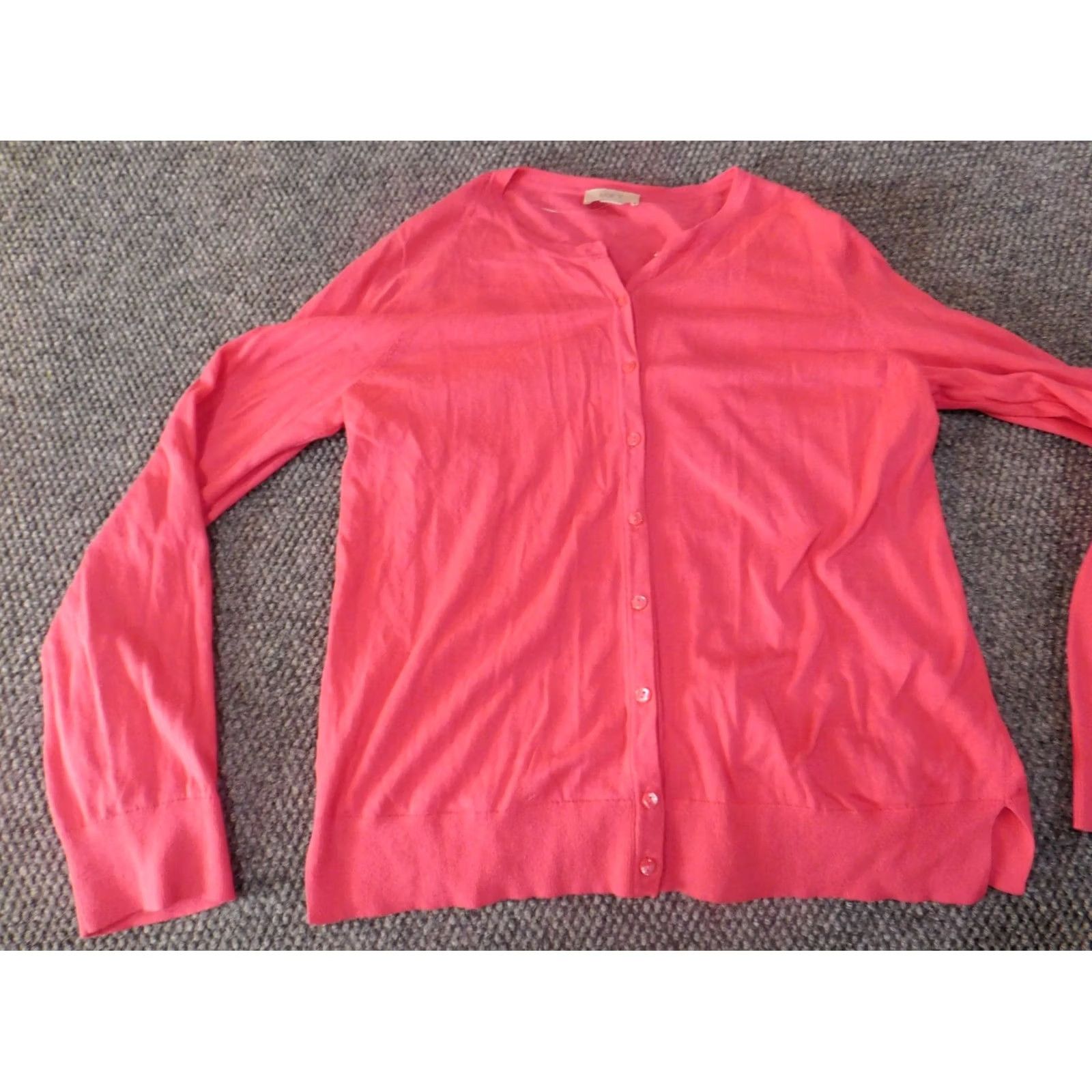 Loft Ann Taylor Loft Cardigan Shirt Women M Pink Knit Crew Neck Pullover Casual Rib Knit Long Sleeve Buttons Cotton Stretch Modern Fall Spring Winter Size M / US 6-8 / IT 42-44 - 3 Thumbnail