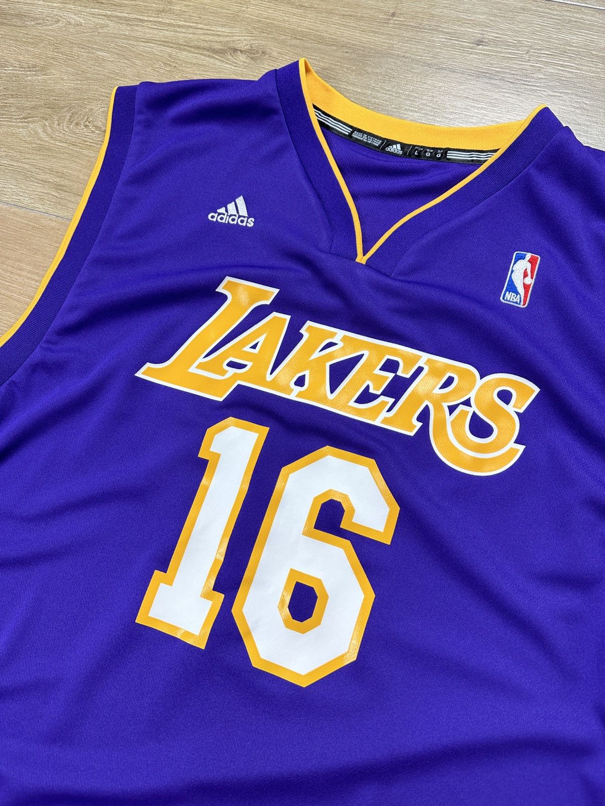 Adidas × NBA #16 Gasol L.A. Lakers Adidas Jerseys + Shorts Set Vintage Size US L / EU 52-54 / 3 - 10 Thumbnail