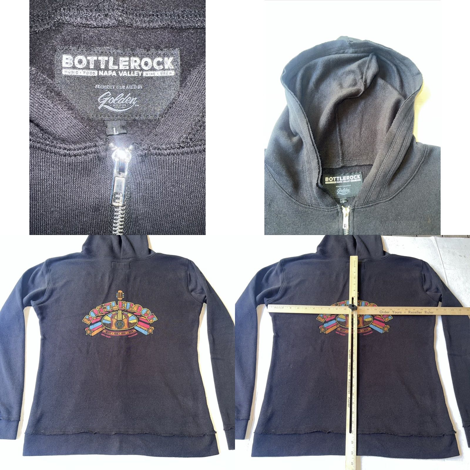 Logo 7 Bottlerock Hoodie Zip Up Sweatshirt Jacket Large Gray Cotton Full Zip Logo Pockets Unisex Adults Size US L / EU 52-54 / 3 - 9 Thumbnail