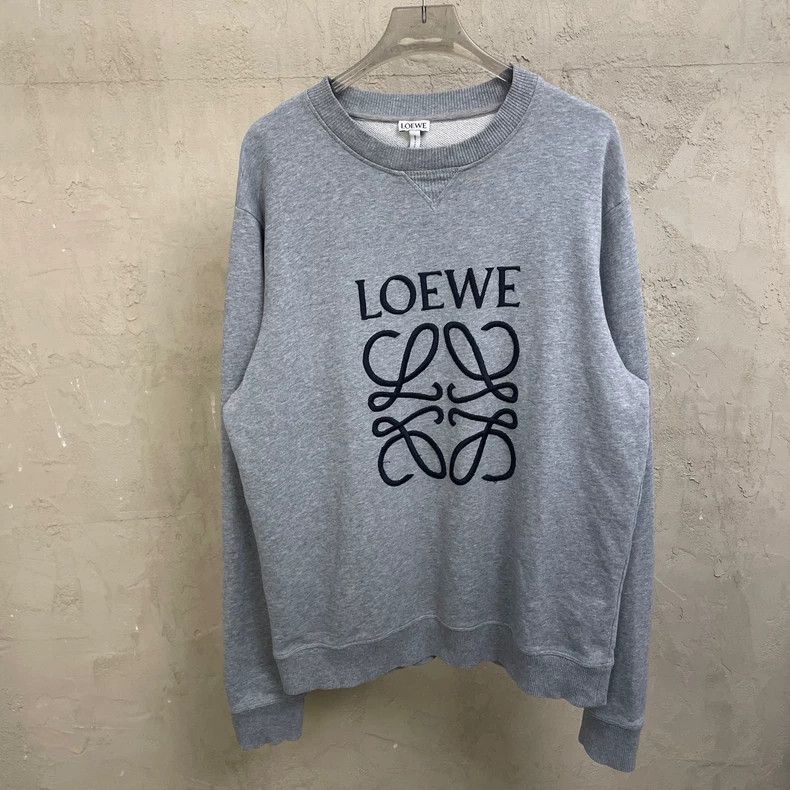 Loewe loewe Gray classic round-neck sweatshirt with large embroid Size US L / EU 52-54 / 3 - 1 Thumbnail