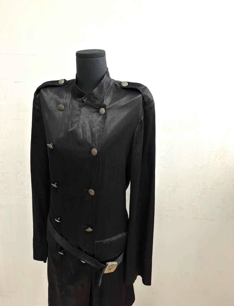 Ann demeulemeester double-breasted coat with straps-2506
