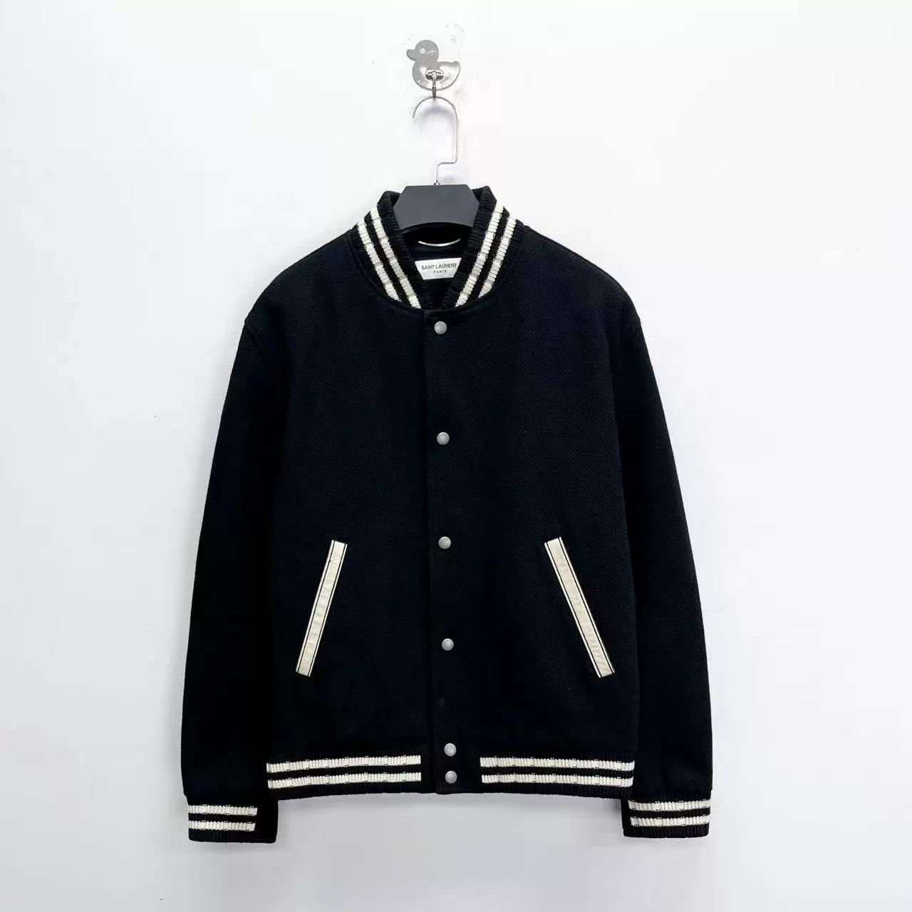 Saint Laurent Paris Saint Laurent Black Wool Baseball Jacket Size US L / EU 52-54 / 3 - 1 Thumbnail