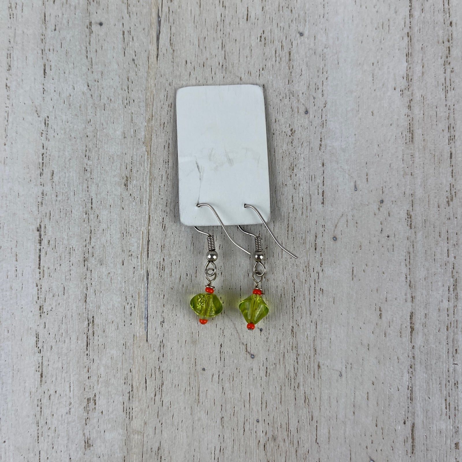 Handmade Handmade Dainty Bead Earrings Green Orange Artsy Jewelry Size ONE SIZE - 12 Thumbnail