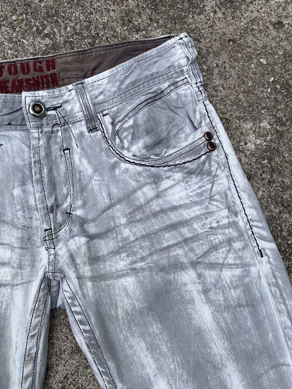 Japanese Brand × Tornado Mart 1990s - Tough Jeansmith Distressed Claws Mark Design Jeans Size US 32 / EU 48 - 9 Thumbnail