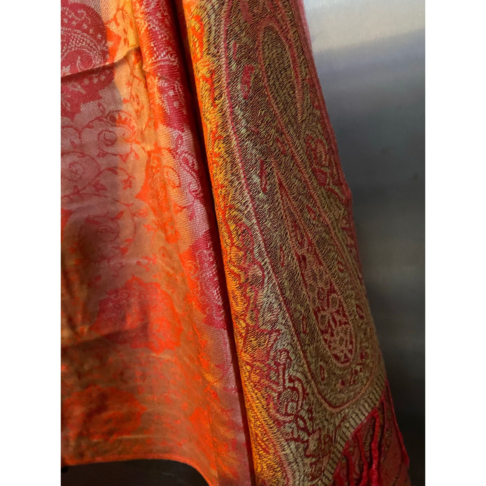 Other NEW 100% Cashmere Shawl Red & Gold Size ONE SIZE - 3 Thumbnail