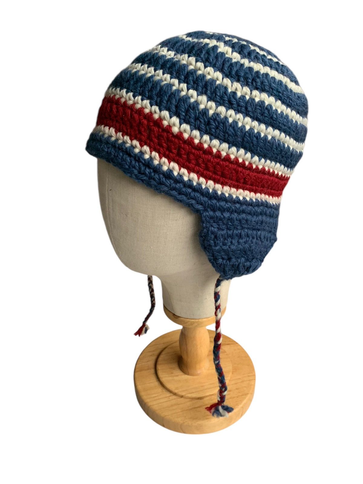Japanese Brand × Kapital × Vintage Knitted crochet Earflap Rare Design Beanie Hats Size ONE SIZE - 4 Thumbnail