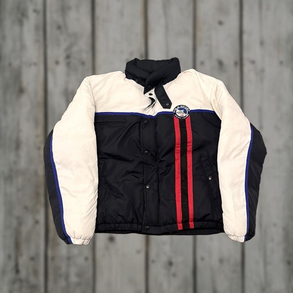 VINTAGE Ralph Lauren Polo Sport Arctic Challenge Bomber Coat Large Multicolor Down Mens Sports