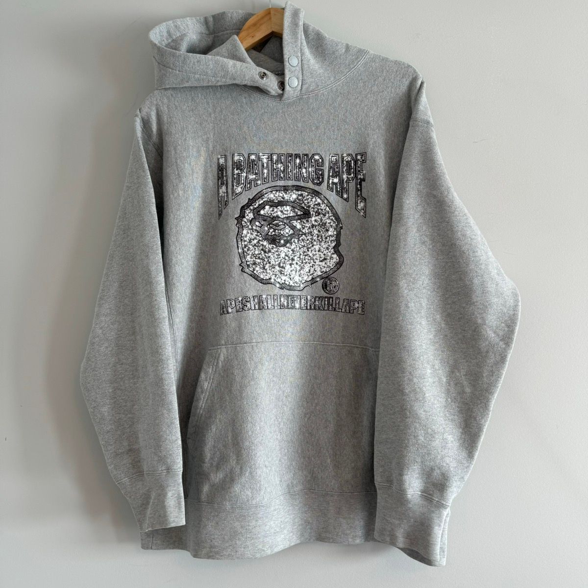 Pre-owned Bape Og Cash Money Records Angry Ape Jewelry Pullover Hoodie In Grey