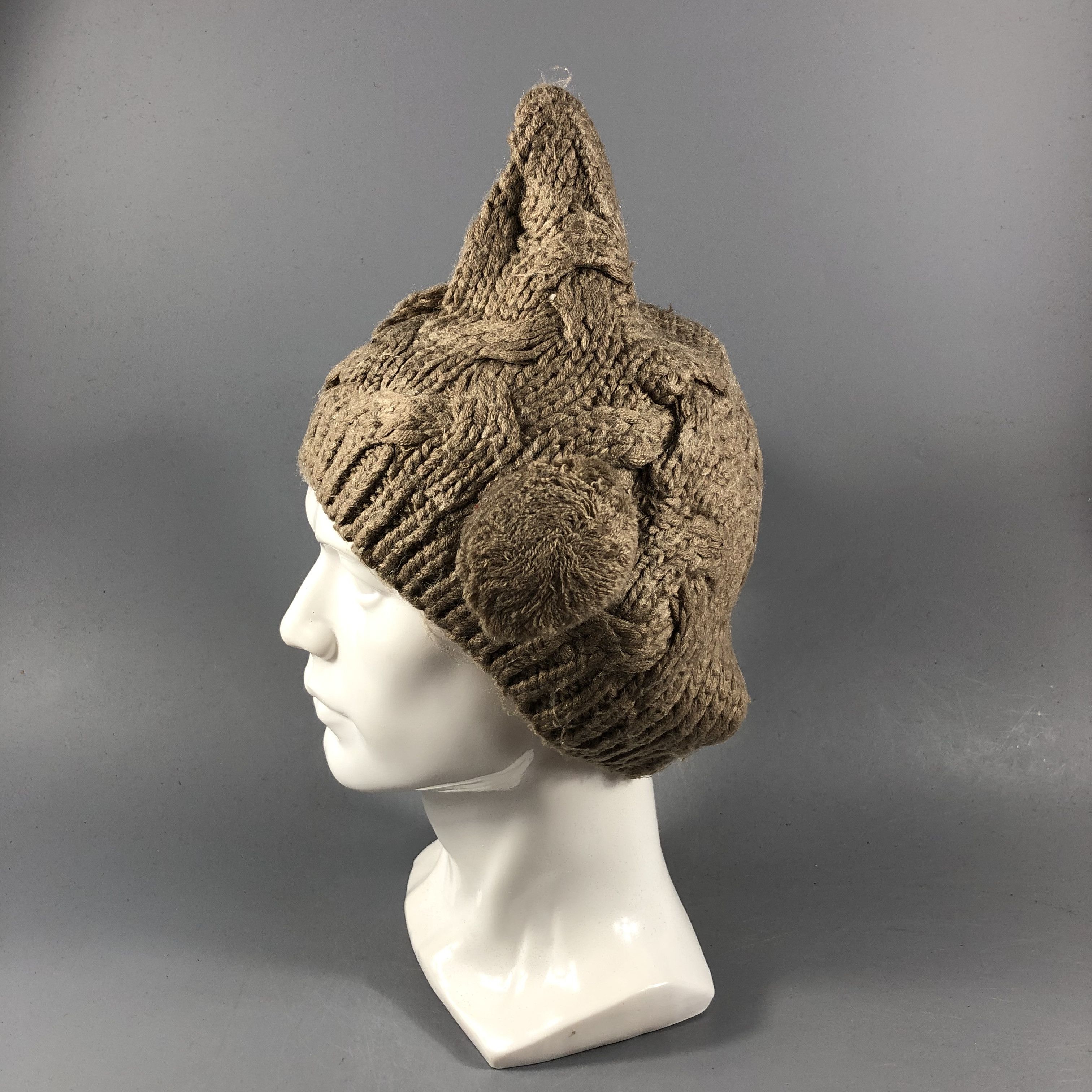 Japanese Brand Devil Ears Cable Knit Beanie Snowcap Snow Hat B870 Size ONE SIZE - 2 Thumbnail