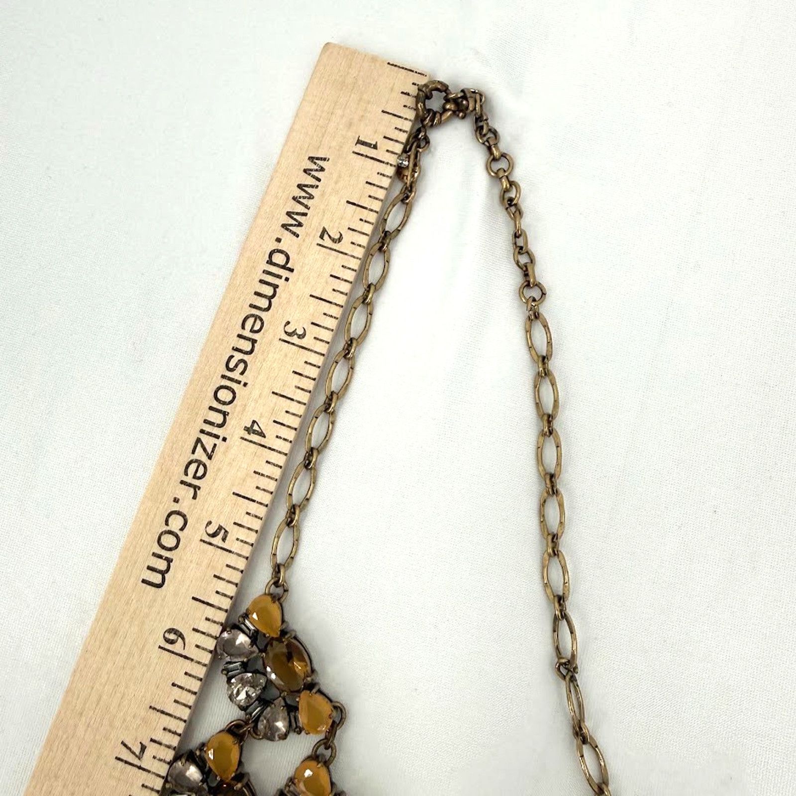 J.Crew J Crew Statement Necklace Gold Tone Amber Clear Rhinestone Size ONE SIZE - 5 Thumbnail