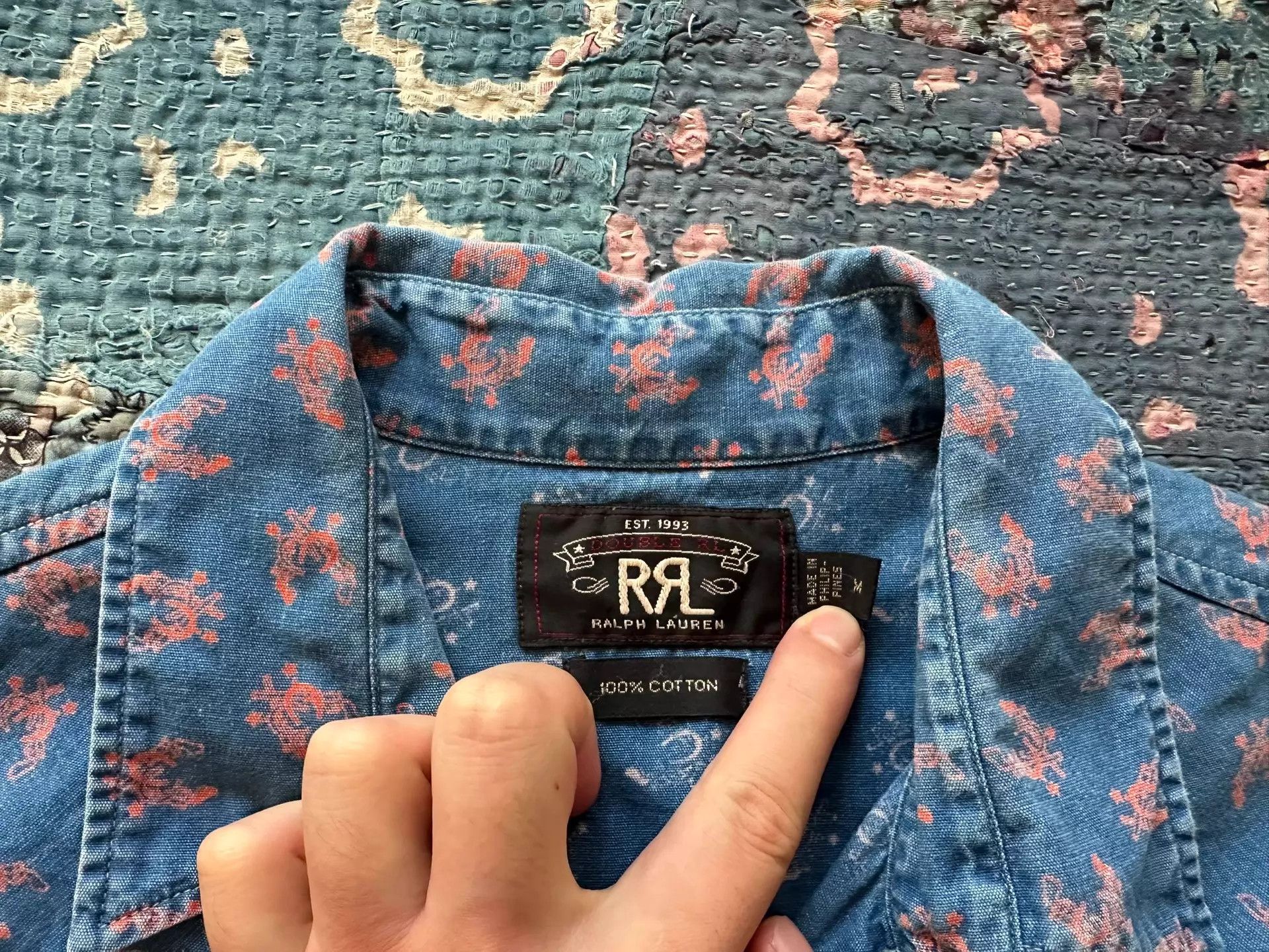 RRL Ralph Lauren RRL The Hateful Eight Indigo Distressed Shirt M Minor Wear Size US M / EU 48-50 / 2 - 3 Thumbnail