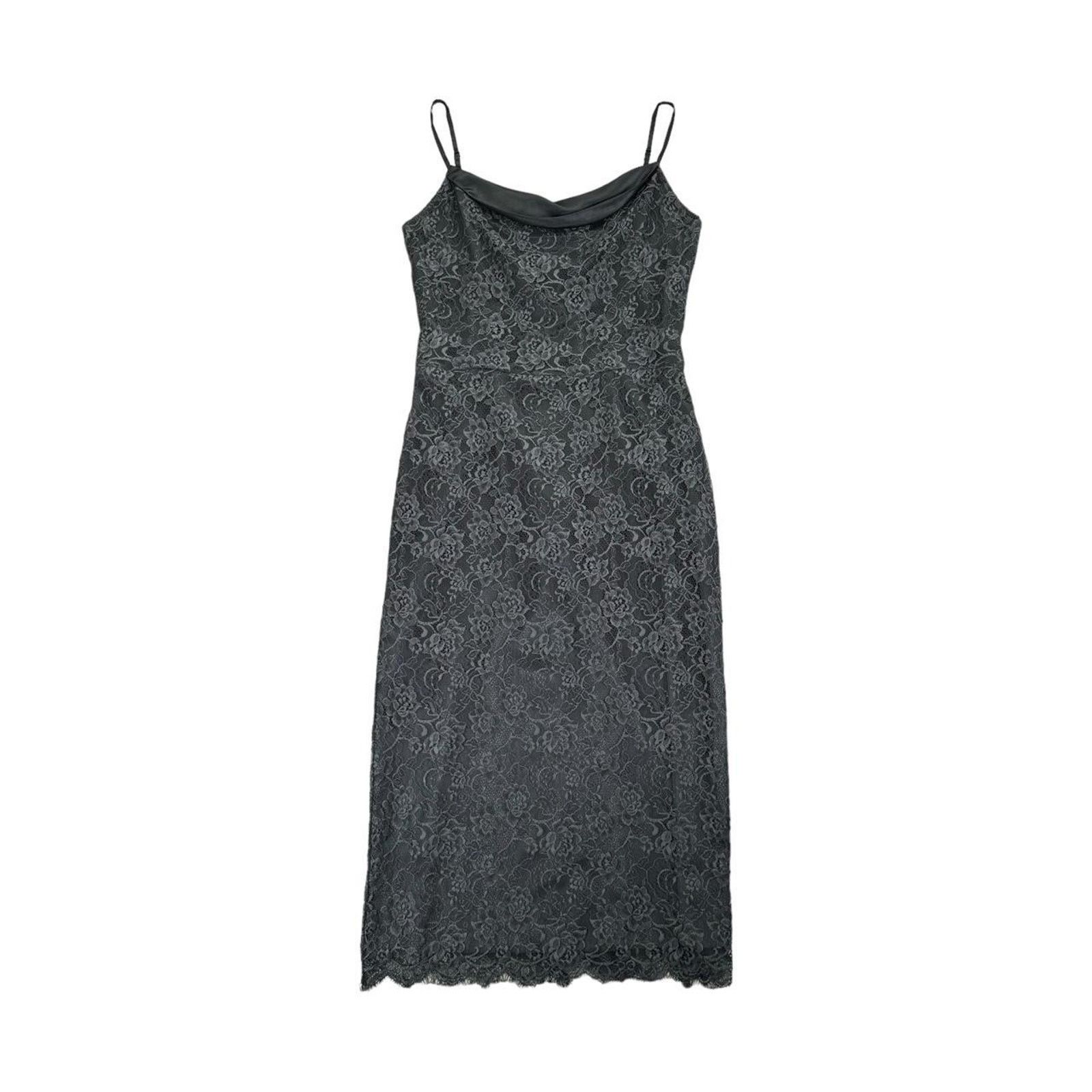 Other Grey Floral Lace Midi Cami Slip Dress by Renato Nucci Size S / US 4 / IT 40 - 2 Thumbnail