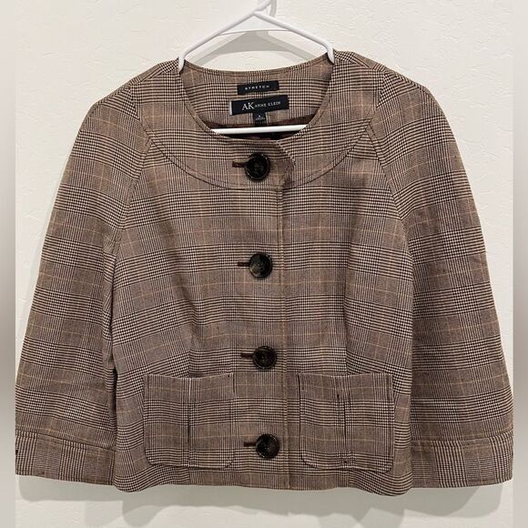 Anne Klein Anne Klein Wool Herringbone Fitted Blazer 8 Size M / US 6-8 / IT 42-44 - 1 Thumbnail