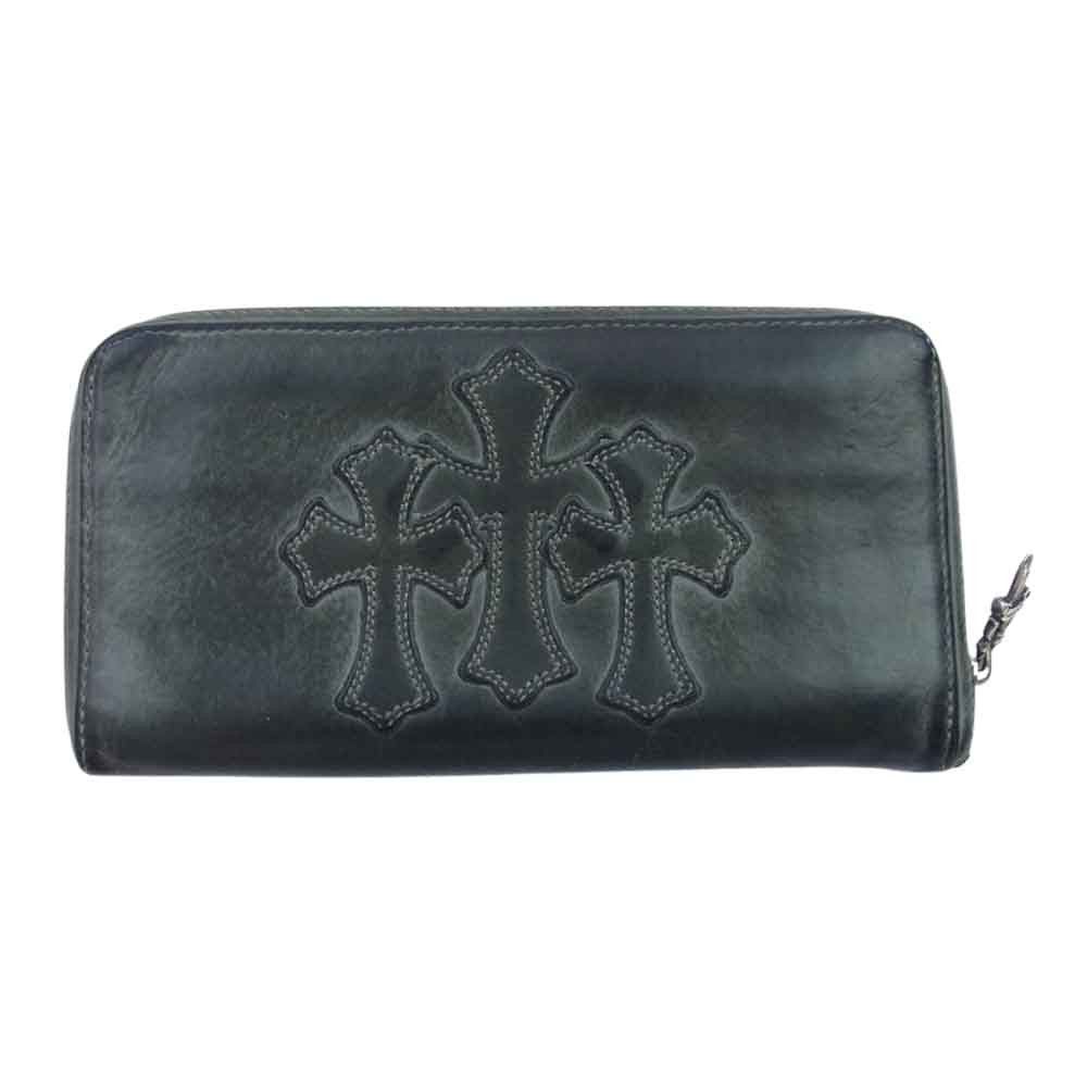 image of Chrome Hearts Triple Cross Patch Rec Zip Wallet in Grey, Men's