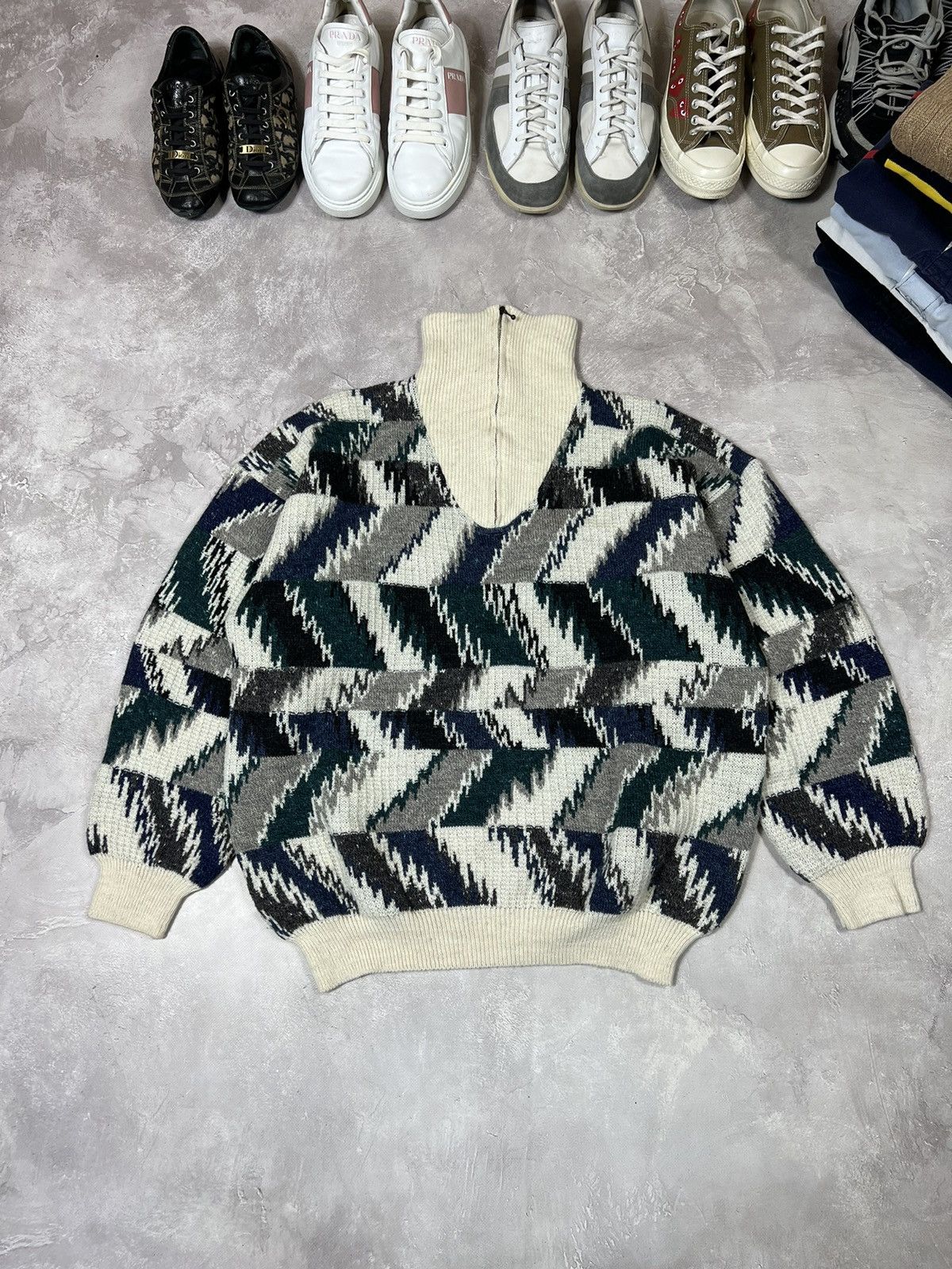 Vintage Vintage Renato Cavalli Wool Baggy Pullover Size US XL / EU 56 / 4 - 1 Thumbnail