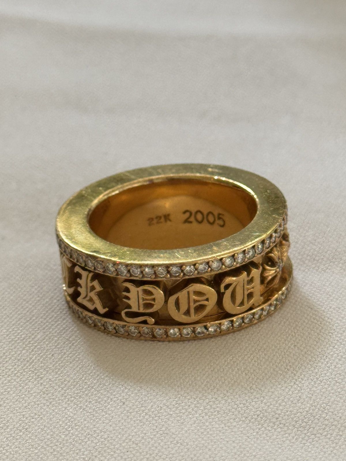 Chrome Hearts 1/1 SPINNING MECHANISM 22K GOLD DIAMOND F*** You RING Size ONE SIZE - 2 Thumbnail
