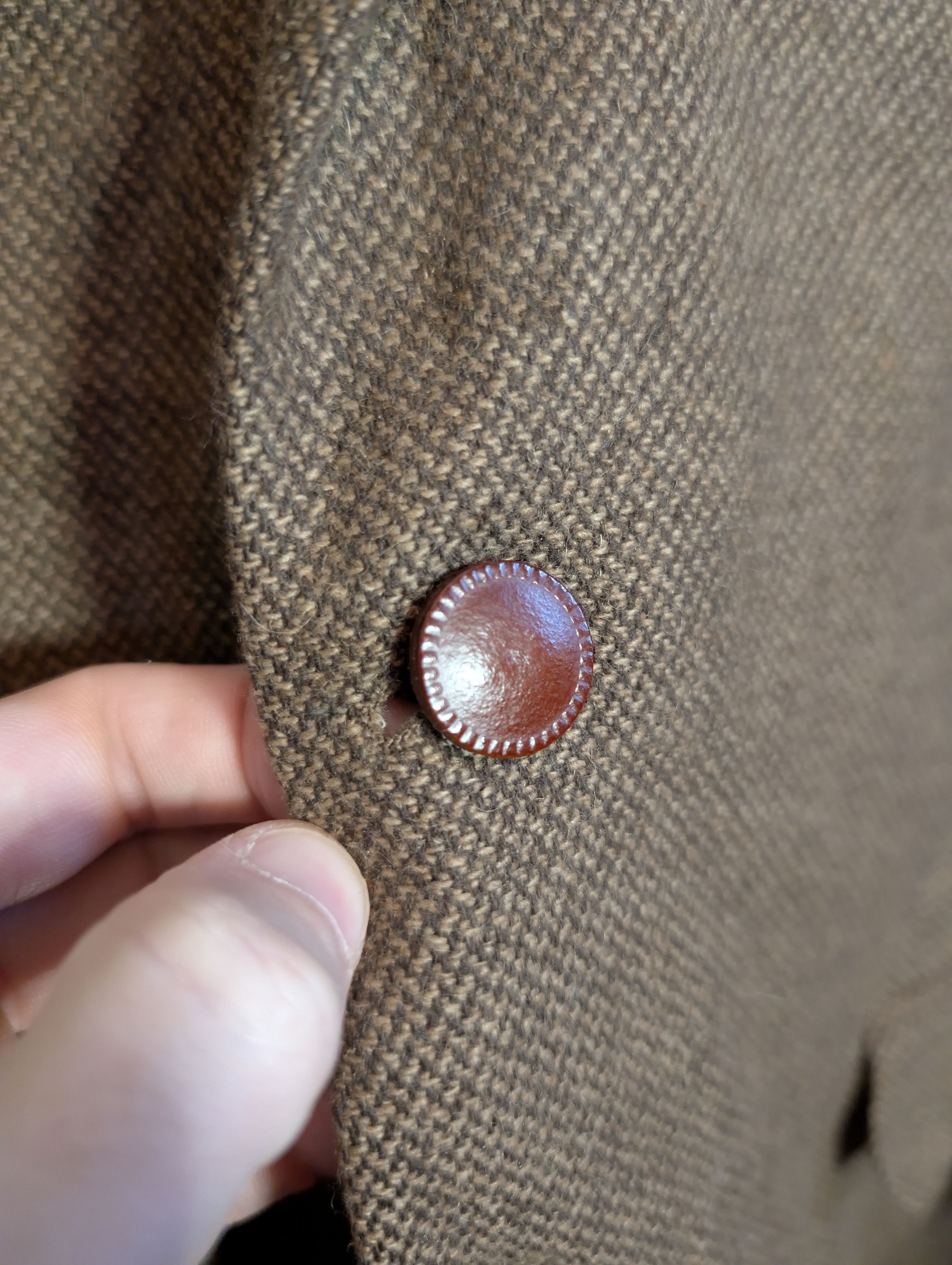 Other LOUIS DELL'OLIO knit camel hair leather button jacket Italy Size 44S - 3 Thumbnail