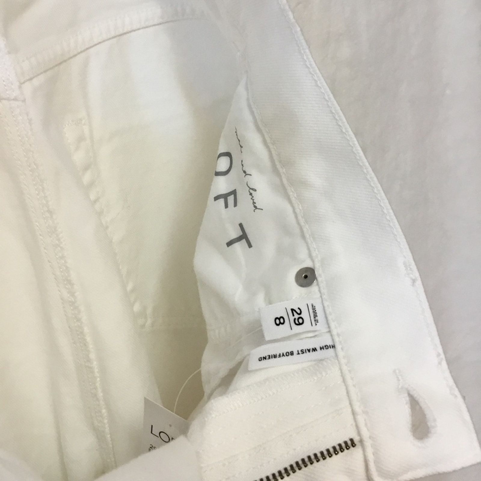 Loft Loft White High Waist Boyfriend Jeans Size 29" - 8 Thumbnail