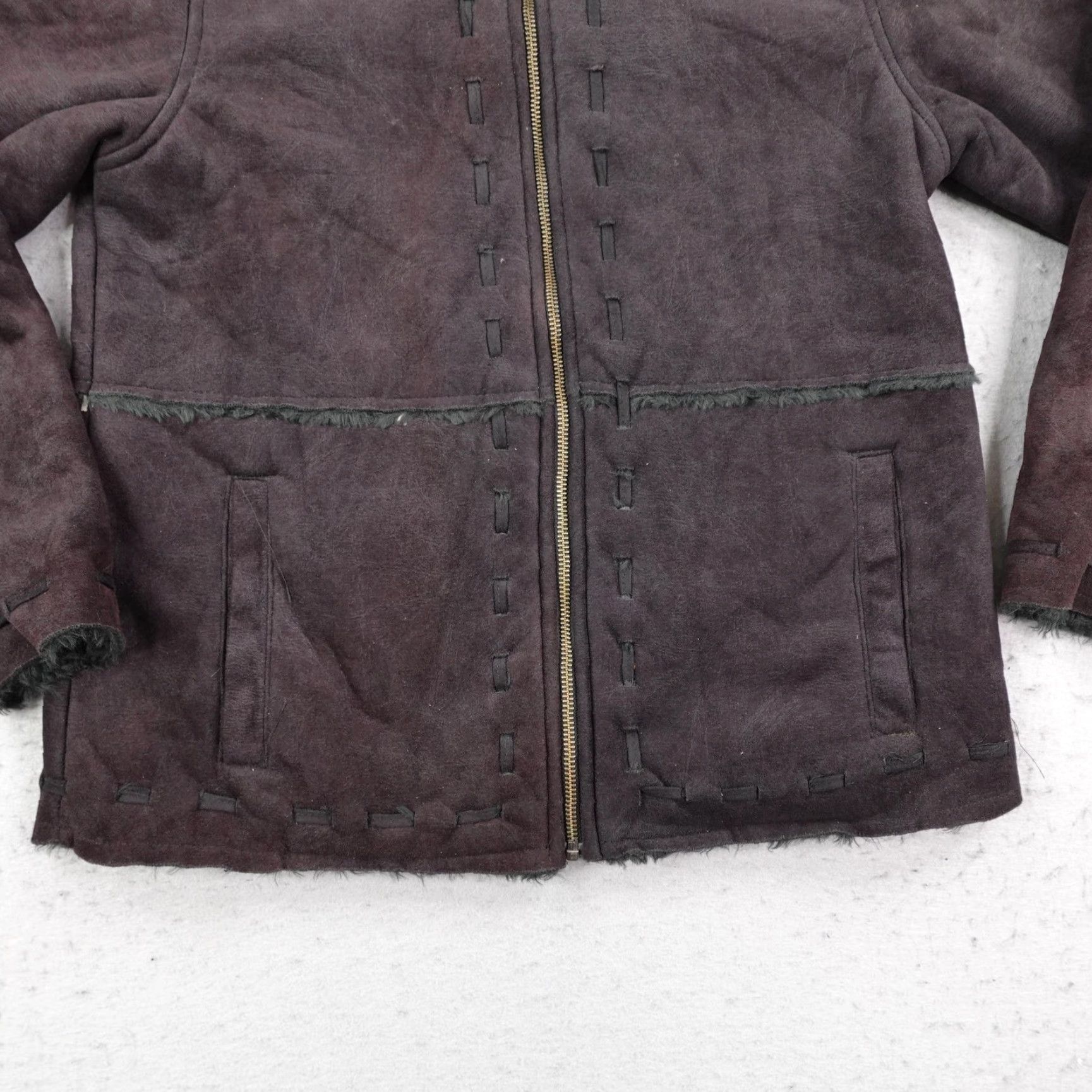 Vintage Cabela's Jacket Womens Small Brown Suede Leather Fleece Lined Coat Full Zip UP Size S / US 4 / IT 40 - 3 Thumbnail
